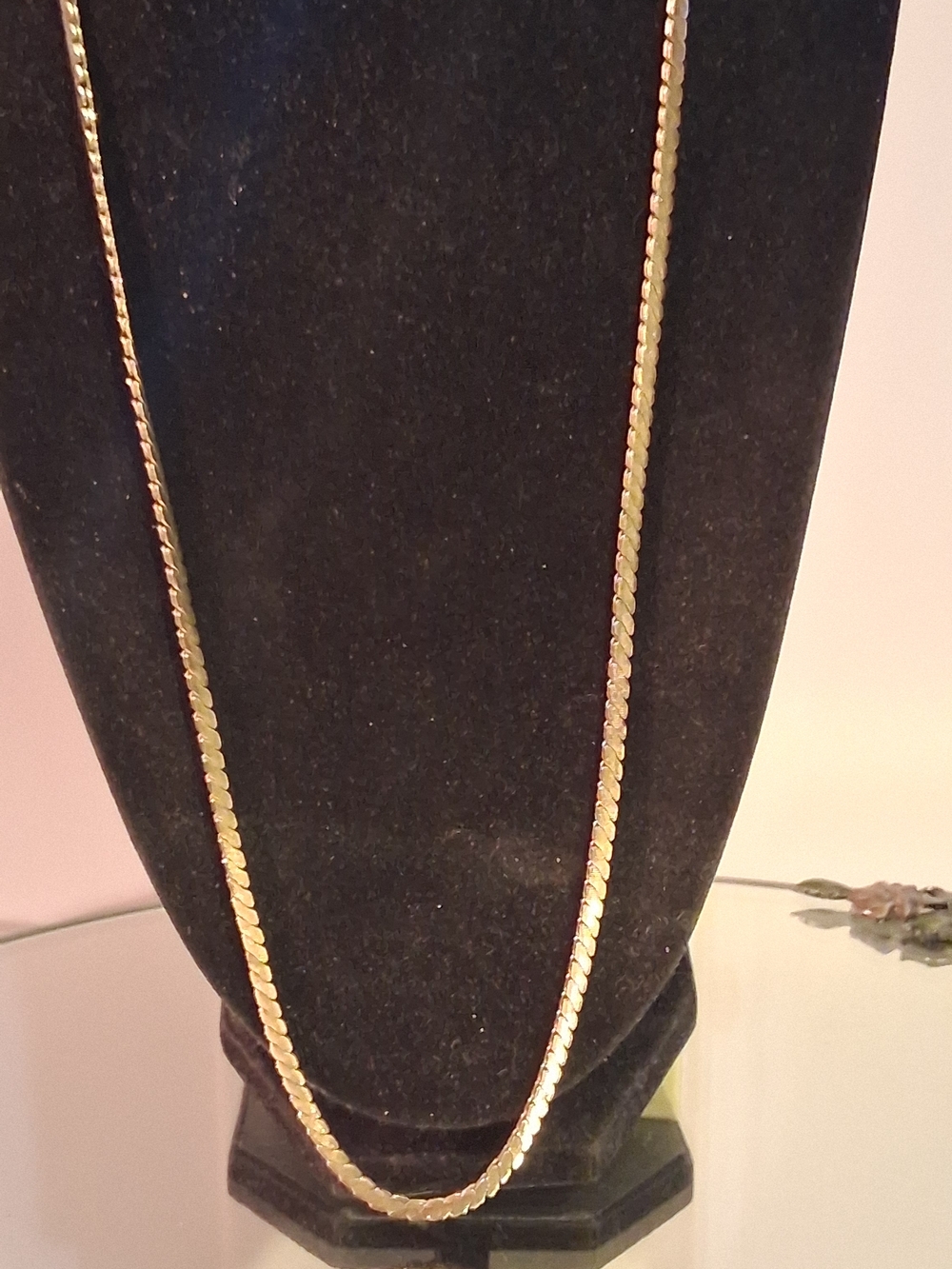 Gold Flat Herringbone Chain Necklace - Women Jewelry